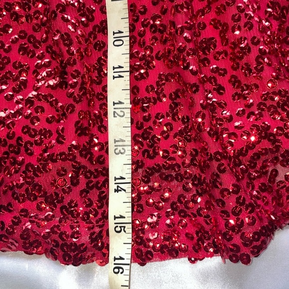 Red Sequined Skater Circle Mini Skirt Girls XL/Wms Small Retro Edgy Whimsical - Picture 6 of 9